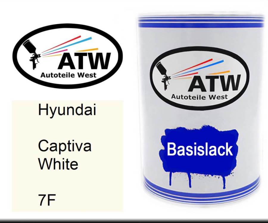 Hyundai, Captiva White, 7F: 500ml Lackdose, von ATW Autoteile West.